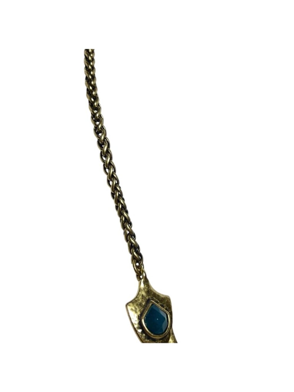 Lucky Brand Hammered Gold Tone Scale Bib Necklace W/ Semi Precious Accents (6356 - Picture 3 of 6